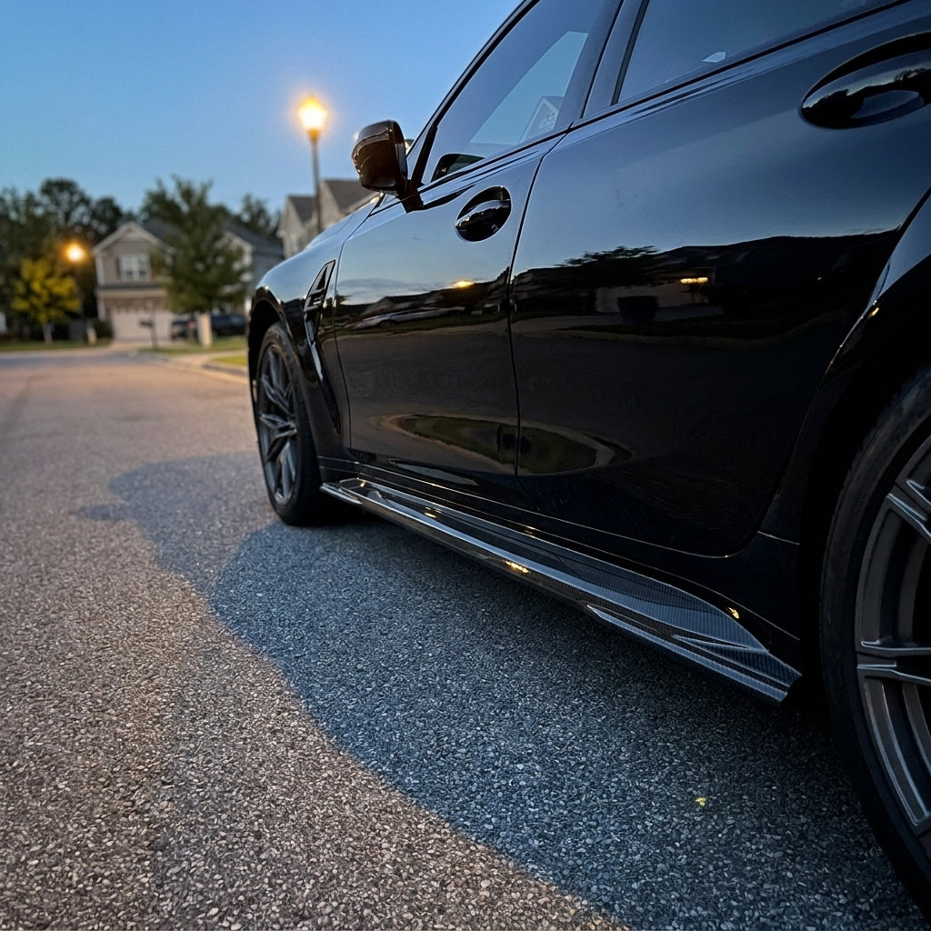 BMW G80 M3 Dry Carbon Fiber Side Skirt Extensions