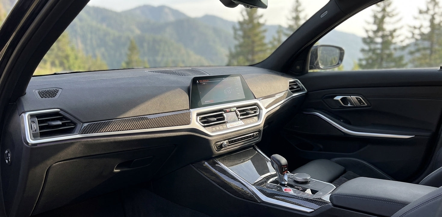bmw g80 g82 carbon fiber dashboard trim set