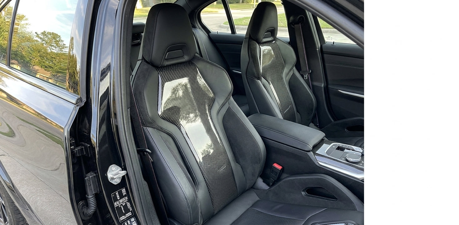 bmw g80 g82 carbon fiber seat trim insert