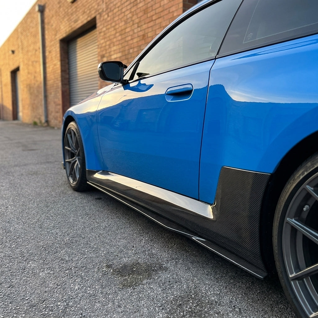 bmw g87 carbon fiber side skirt extensions