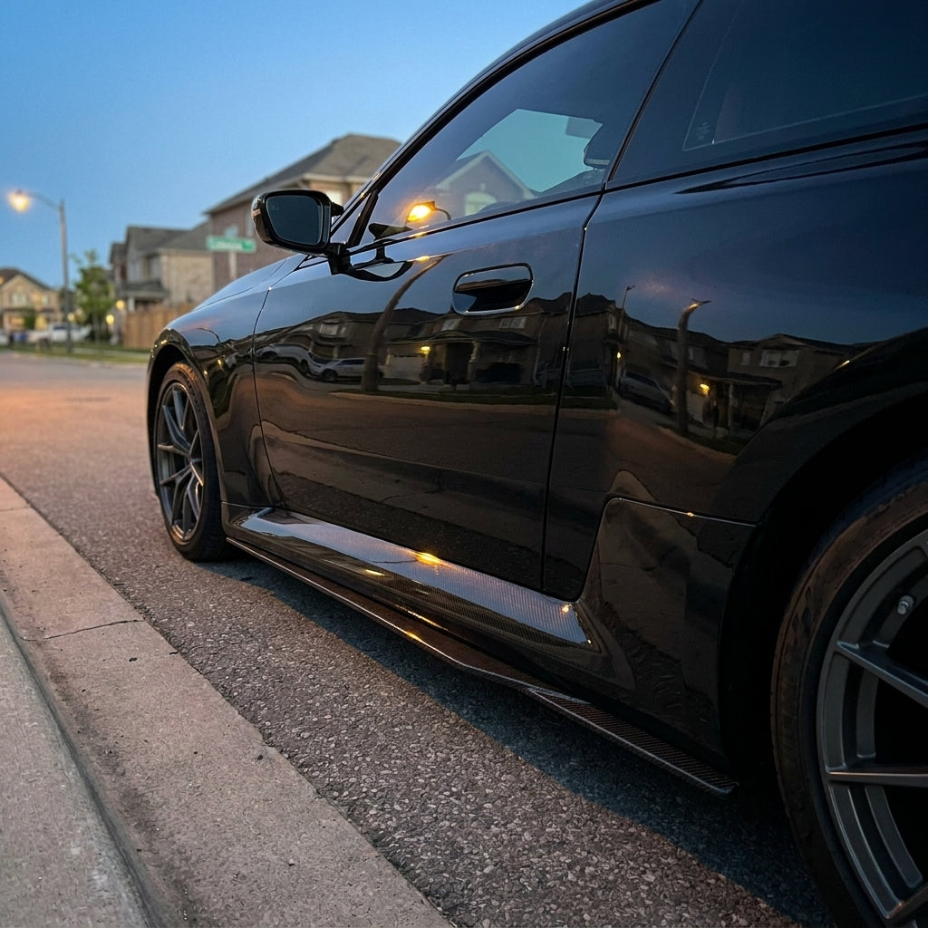 BMW G87 M2 Dry Carbon Fiber Side Skirt Extensions