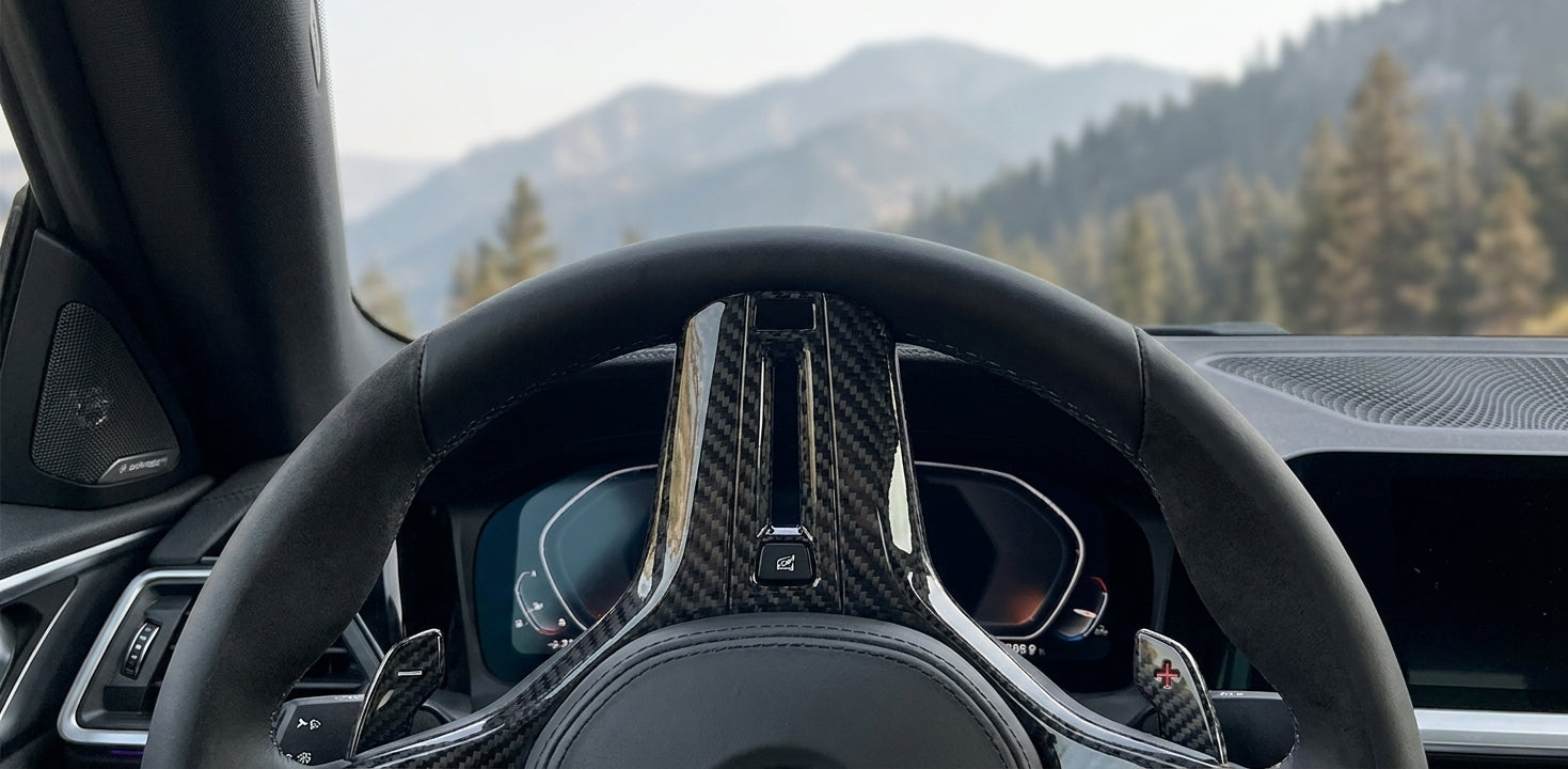 bmw g87 carbon fiber steering wheel trim